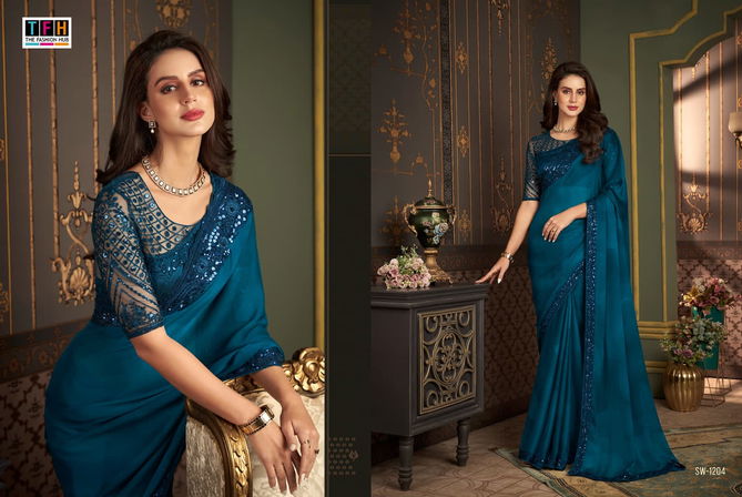 Sandalwood 12th Edition By Tfh Heavy Designer Party Wear Sarees Wholesale Market In Surat